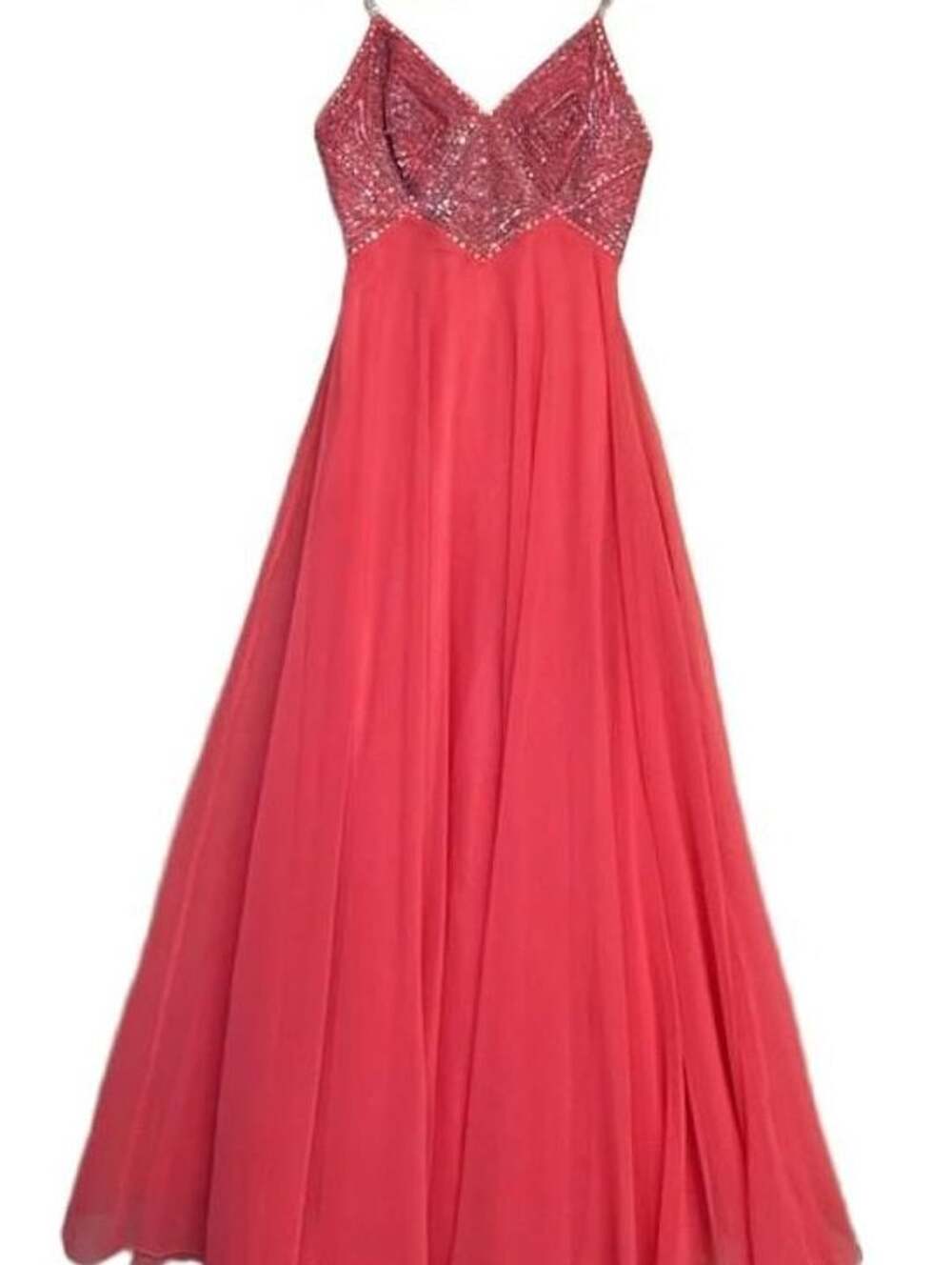 Vintage Mike Benet Formals Dress Size 8 Hot Pink Chiffon Sequin Gown